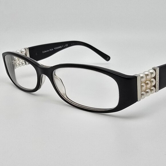 Chanel 3155-H c 1103 Collection Perle Black Eyeglasses Frame w/ Case Italy 53mm - Picture 3 of 16